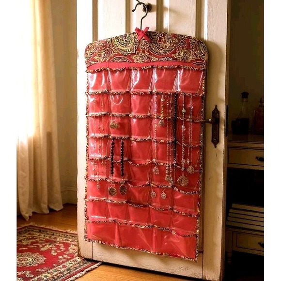 The Unbranded Brand Other - Pink Paisley Hanging Jewelry Makeup Organizer Hanger Double-Sided‎ Door/closet